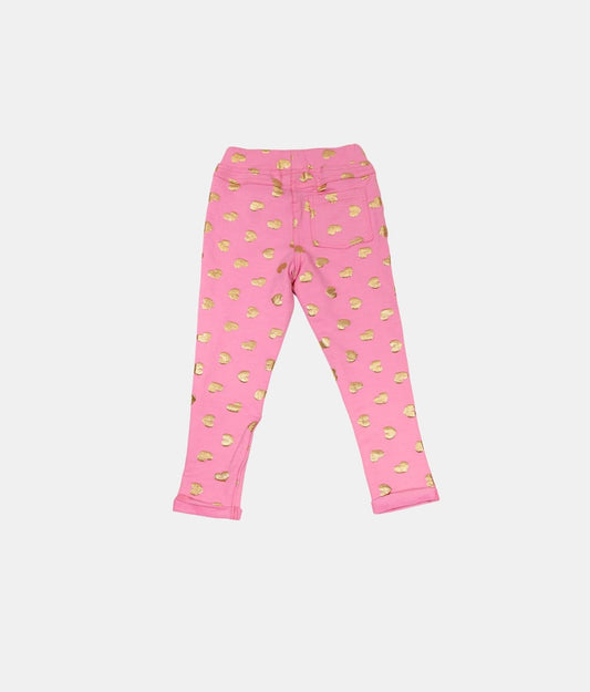 Tiny Girl Pink Gold Heart Print Girls Leggings
