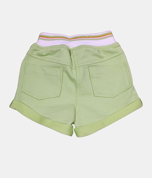 Play Light Green Kids Shorts with Striped Waistband