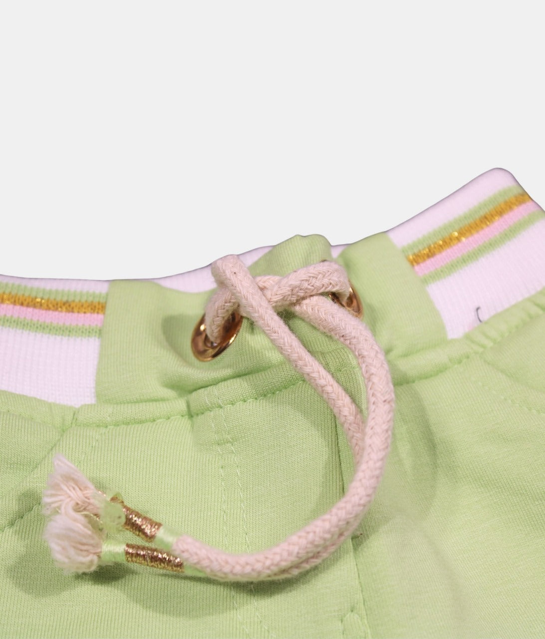 Play Light Green Kids Shorts with Striped Waistband