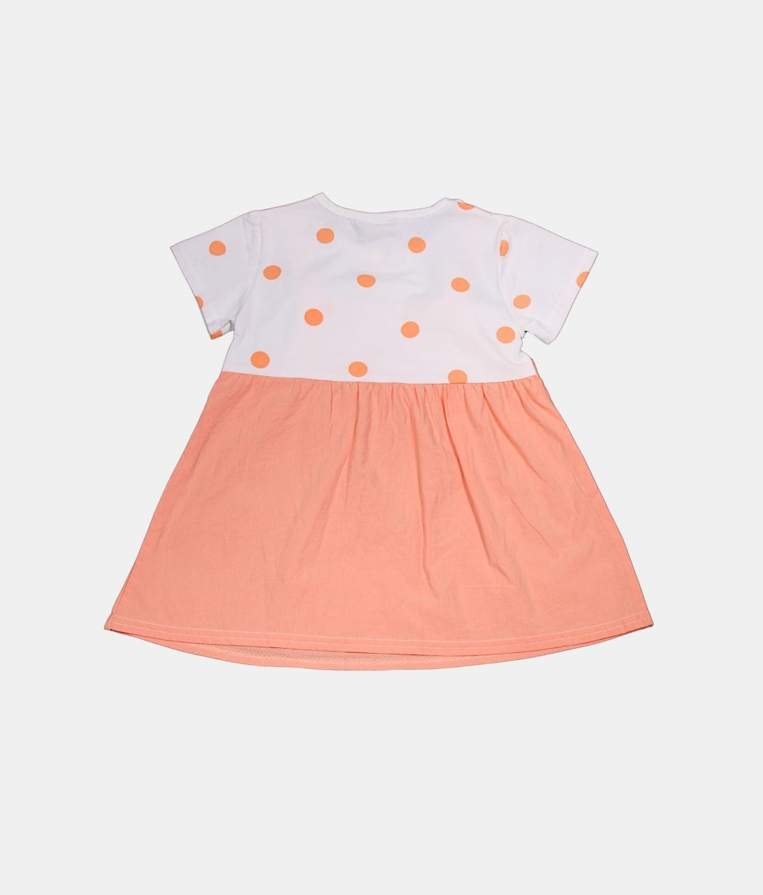 Dapp Peach Girls Dungaree Dress with Polka Dot White Top