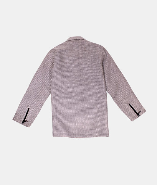 Danaboi Grey Patterned Kids Shirt with Bear Applique