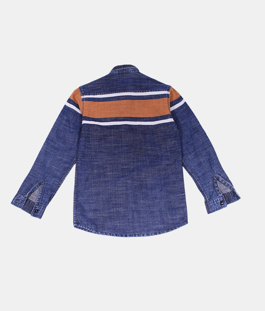 Danaboi Blue Striped Boys Denim Shirt