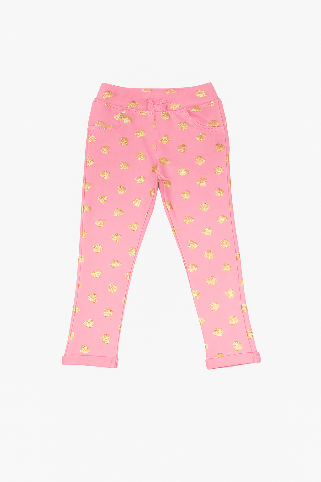 Tiny Girl Pink Gold Heart Print Girls Leggings