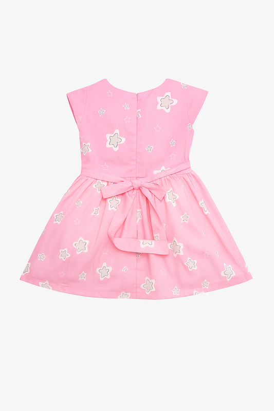 Tiny Girl Pink Star Print Girls Frock