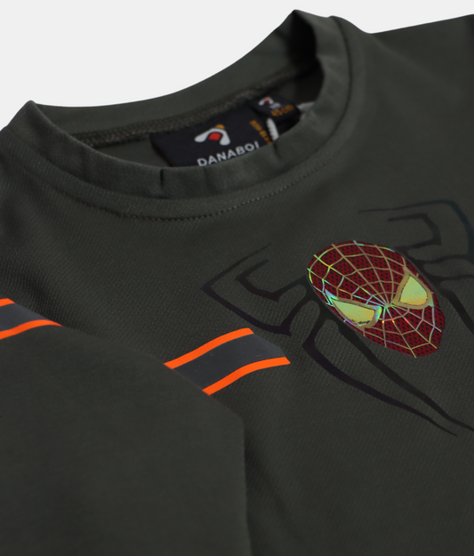 Danaboi Olive Green Boys Full Sleeve T-Shirt