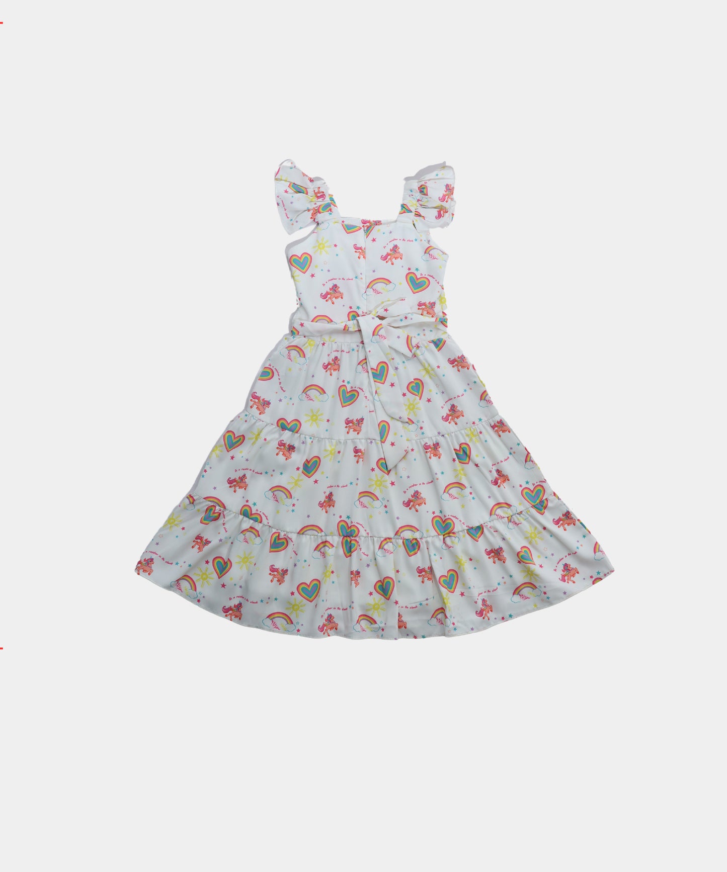 Tiny Girl White Unicorn Print Girls Frock