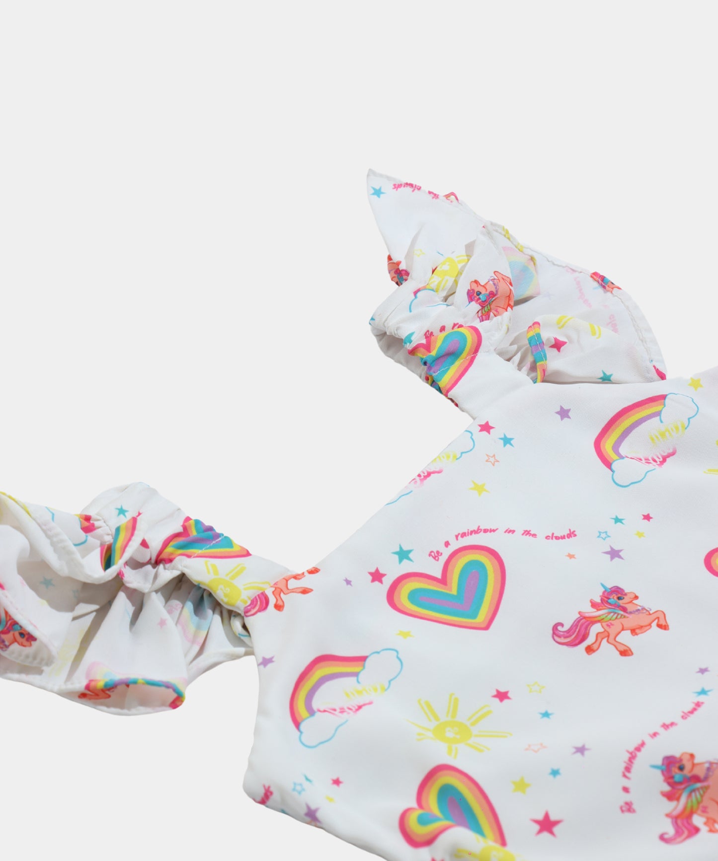 Tiny Girl White Unicorn Print Girls Frock