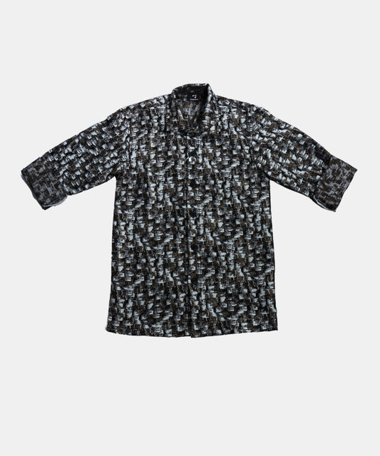 Danaboi Boys Shirt Black and White Pixel Maze Print