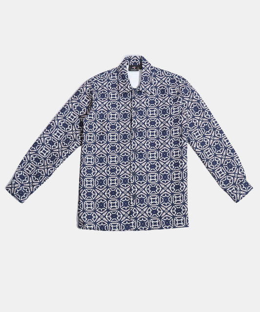 Danaboi  Navy Blue Geometric Print Boys Shirt