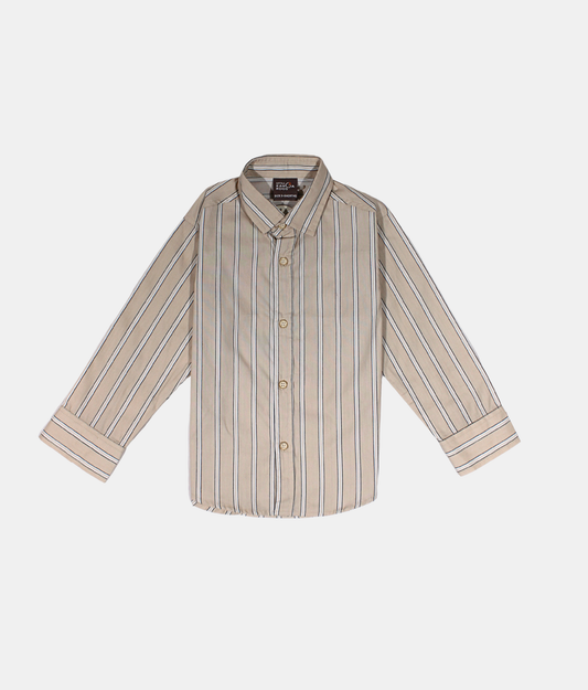 Little Kangaroos Beige Striped Boys Shirt