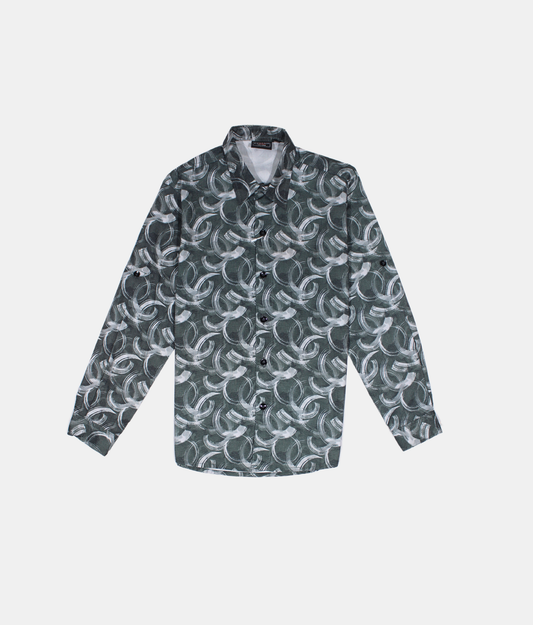 Green Abstract Printed Boys Shirt