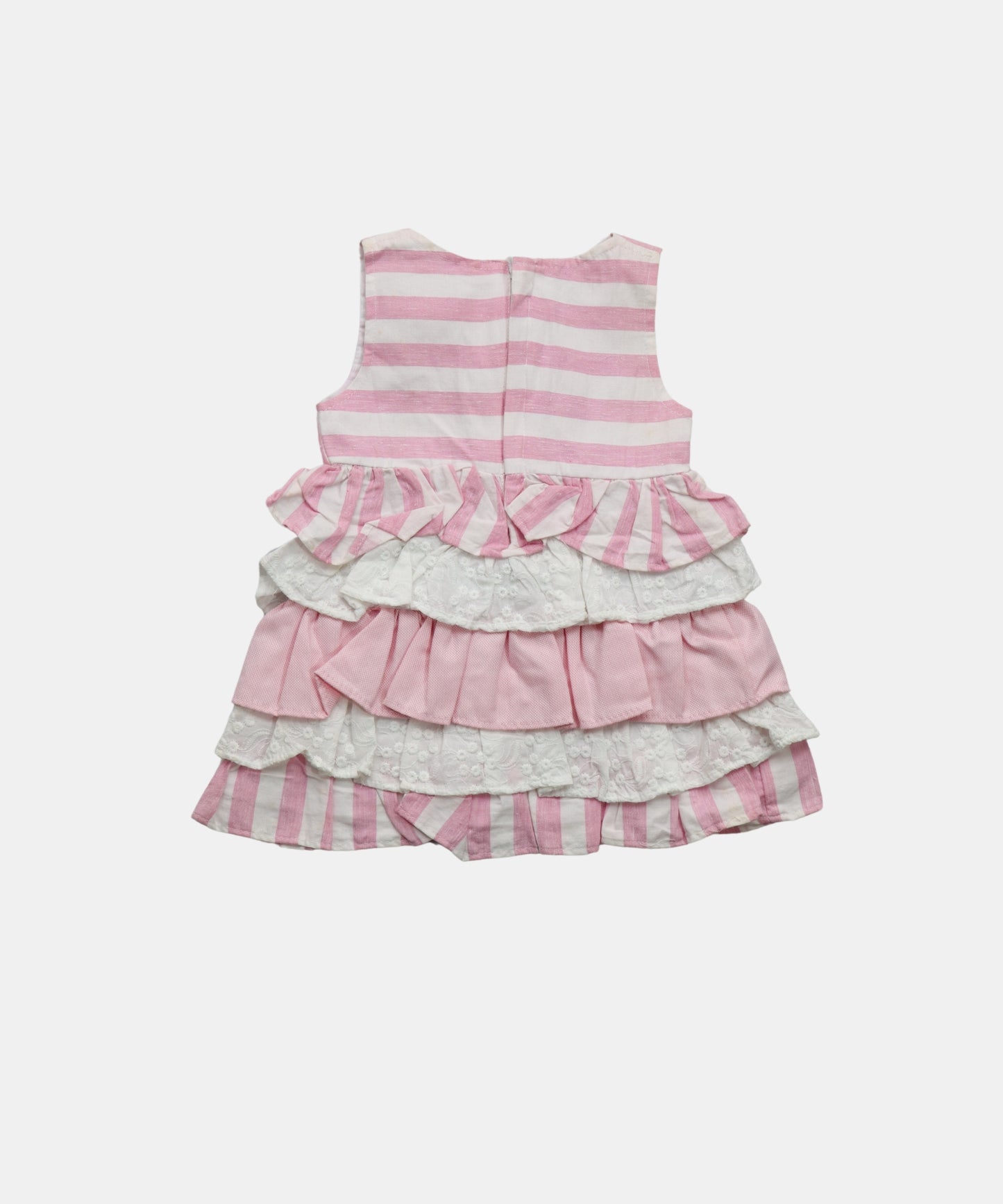Tiny Girl Pink Striped Ruffled Baby Dress