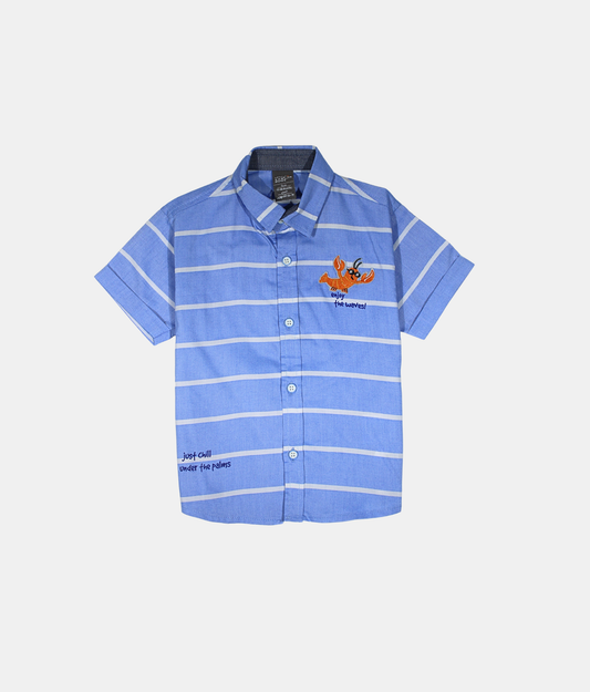 Little Kangaroos Sky Blue Striped Boys Shirt