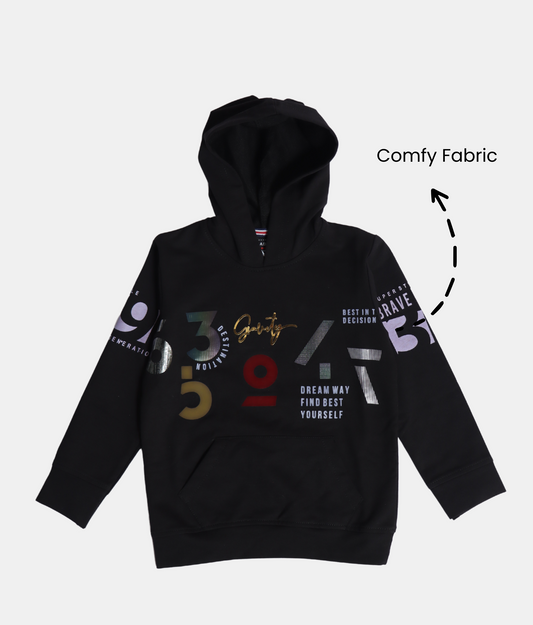 Danaboi Black Graphic Print Boys Hoodie