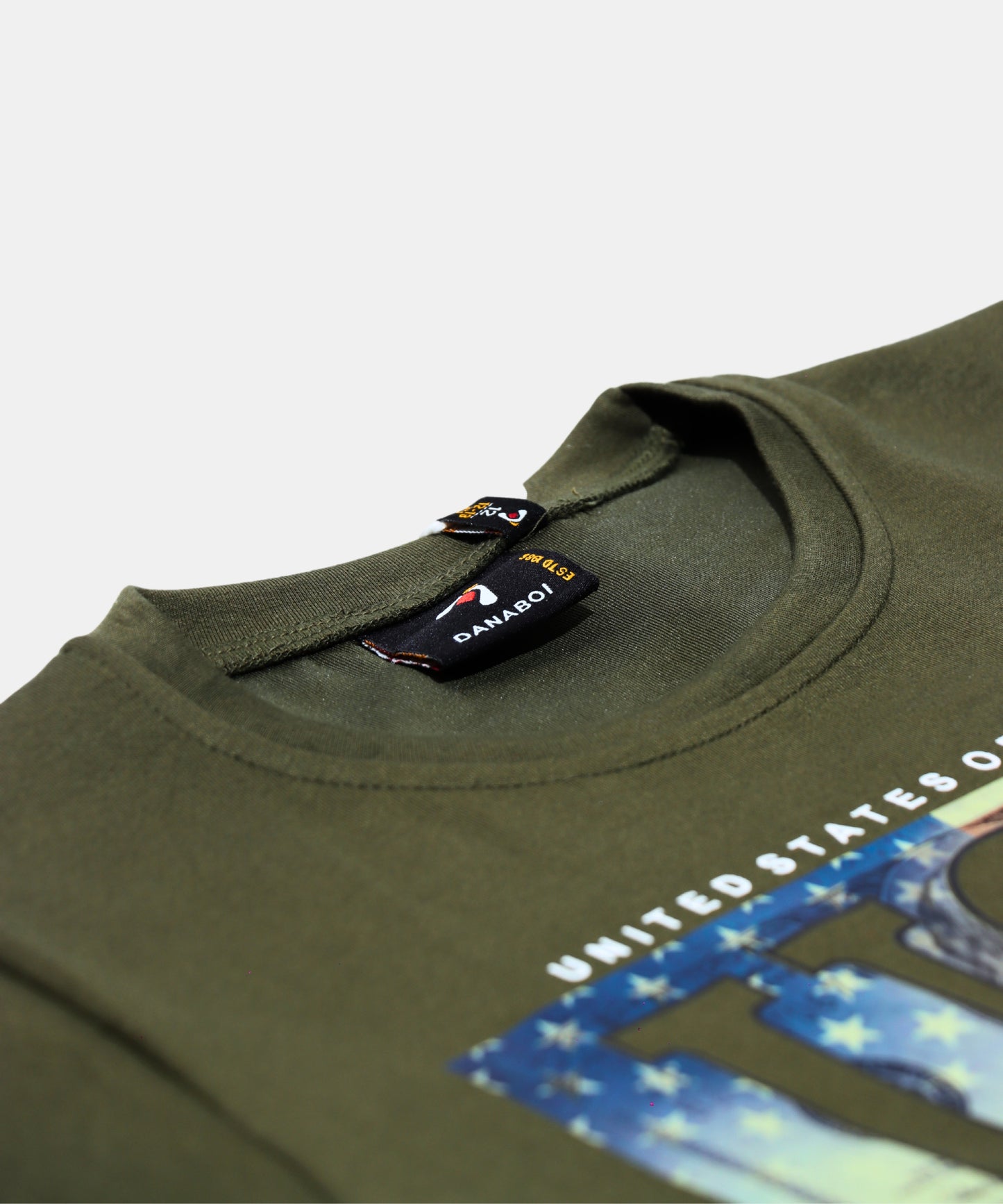Danaboi Olive Green Boys USA Graphic T-Shirt