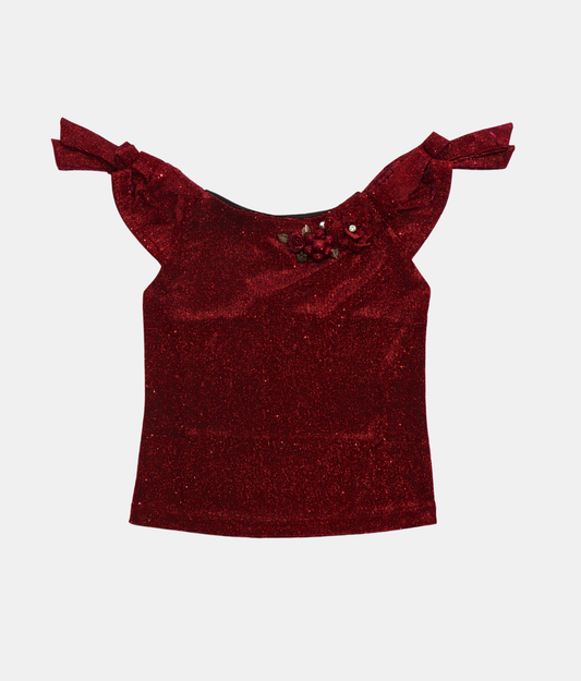 Tiny Girl Maroon Girls Partywear Top