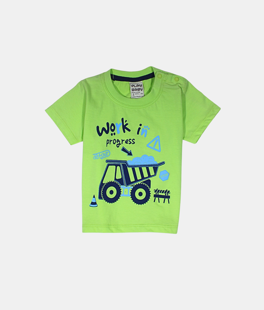 Little Kangaroos Boys Lime Green Construction Graphic T-Shirt