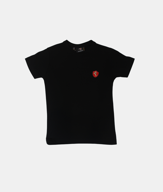 Danaboi Boys Black Embroidered Crest T-Shirt