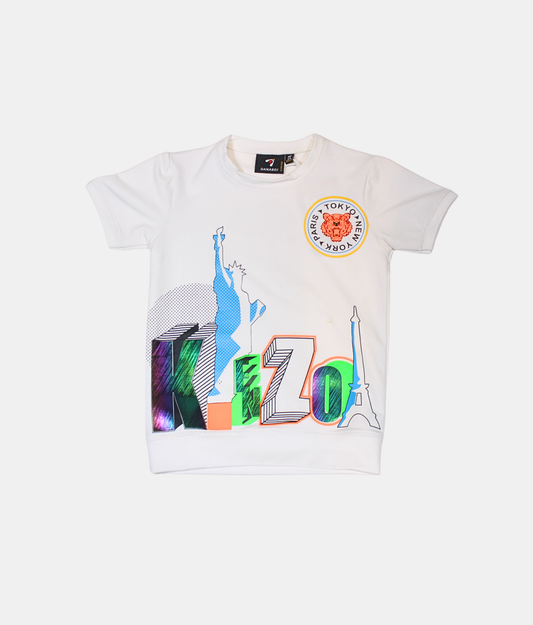 Danaboi Boys White 'Kenzo' Cities Graphic T-Shirt