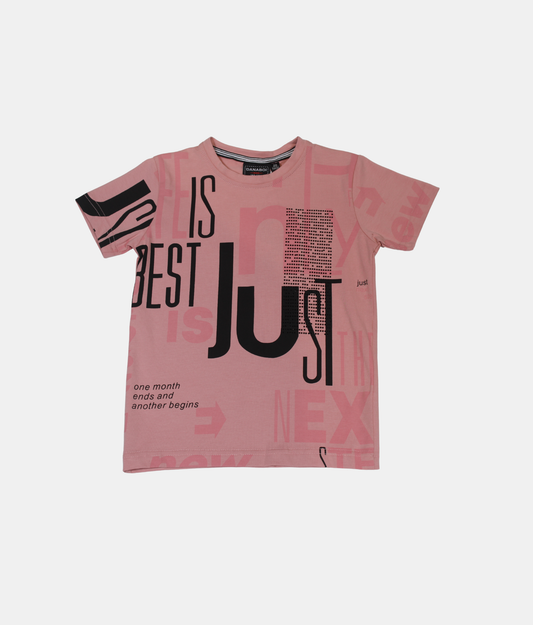 Danaboi Dusty Pink Typography Print Boys T-Shirt