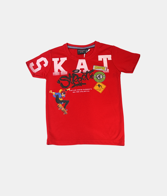 Danaboi Bright Red Skate Print Boys T-Shirt