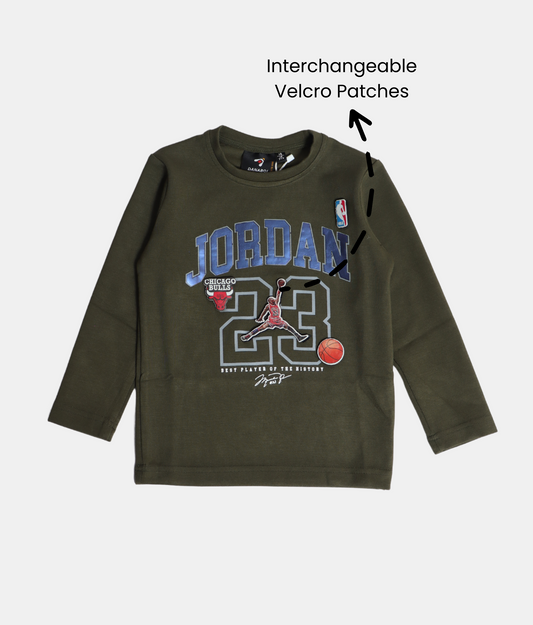 Danaboi Olive Green Boys Full Sleeve T-Shirt