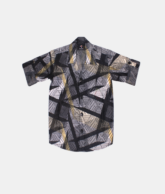 Danaboi Black Geometric Print Boys Shirt