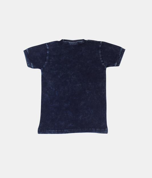 Danaboi  Dark Blue Acid Wash Boys T-Shirt with Neon Green Print