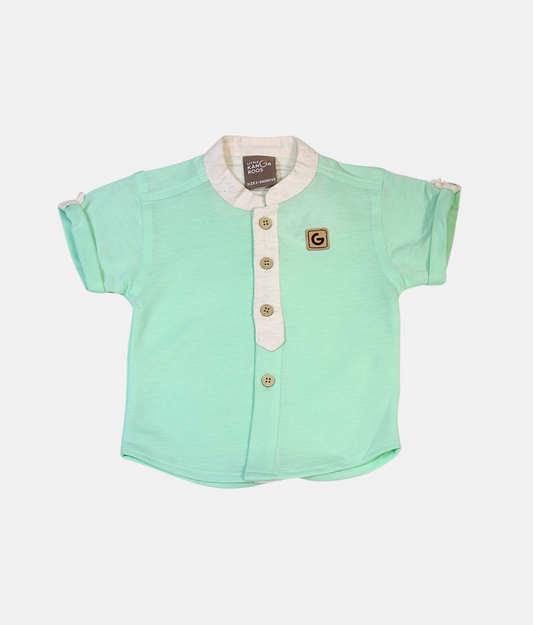 Danaboi Mint Green Smart Casual Boys Half-Sleeve Shirt