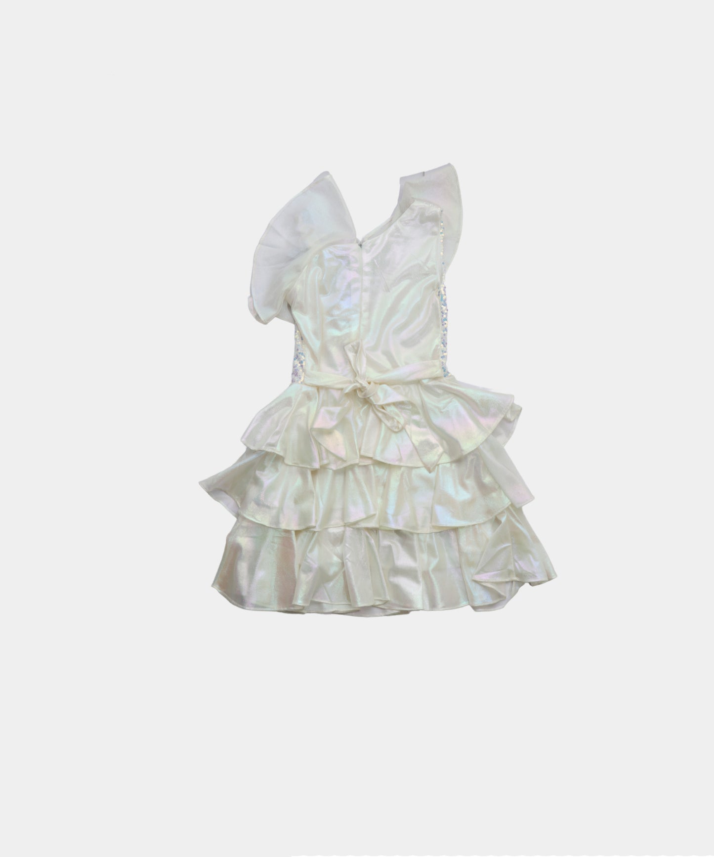 Tiny Girl One-Shoulder Shimmer Layered Dress for Girls