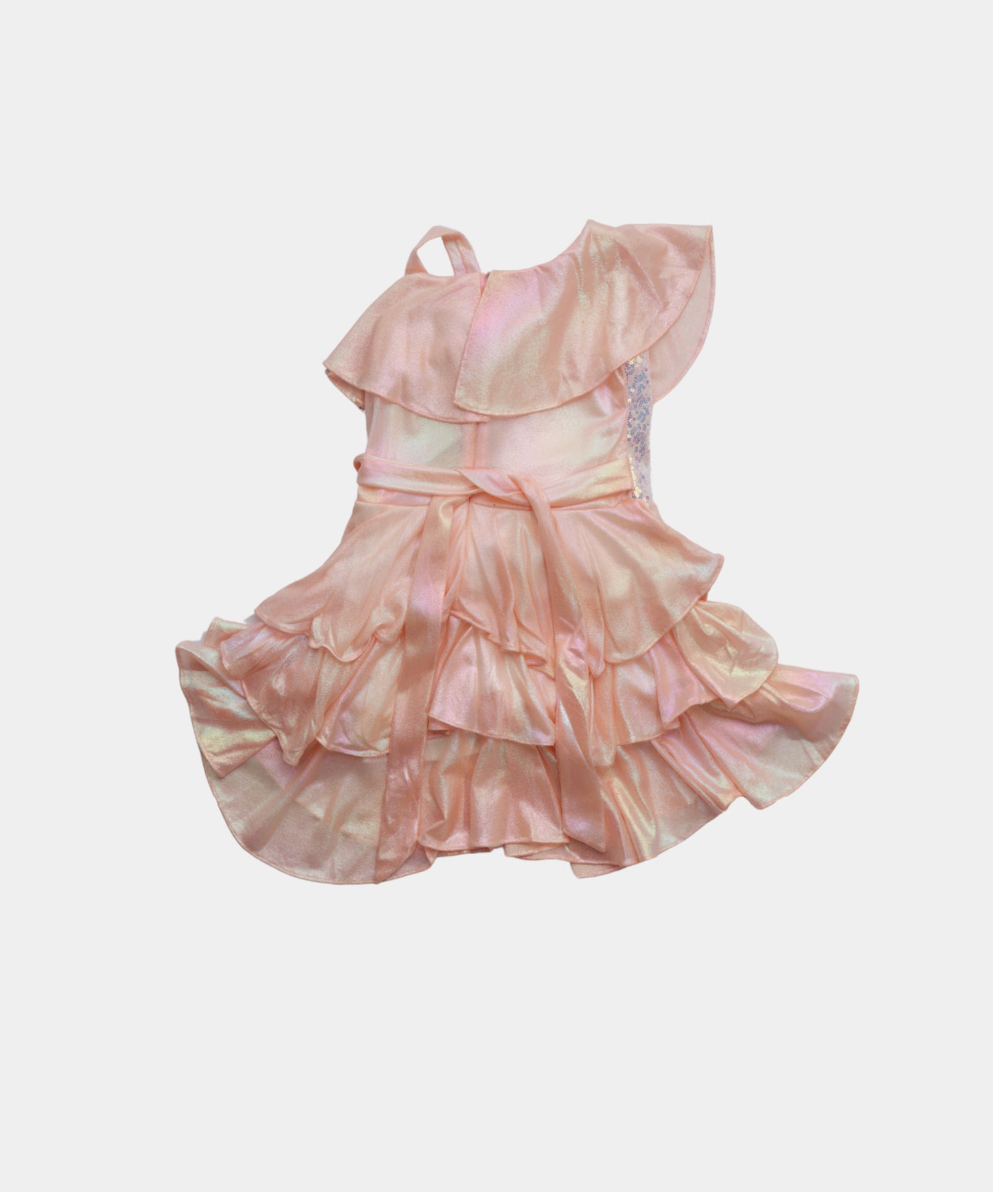 Tiny Girl One-Shoulder Shimmer Layered Dress for Girls