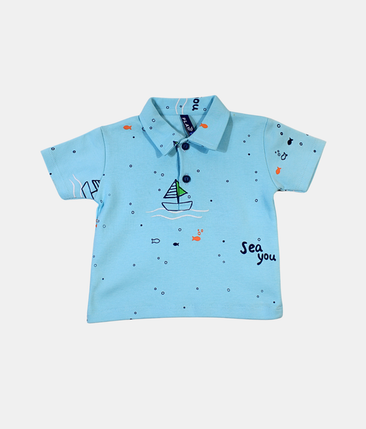 Little Kangaroos Sky Blue Boys Polo T-Shirt