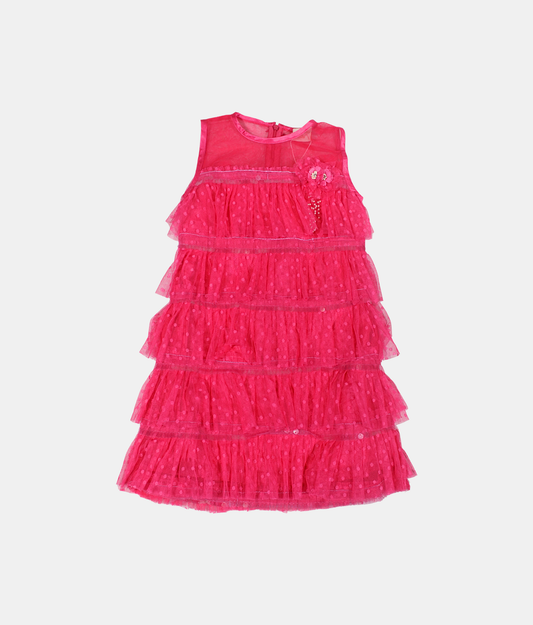 Tiny Girl Hot Pink Girls Ruffle Dress
