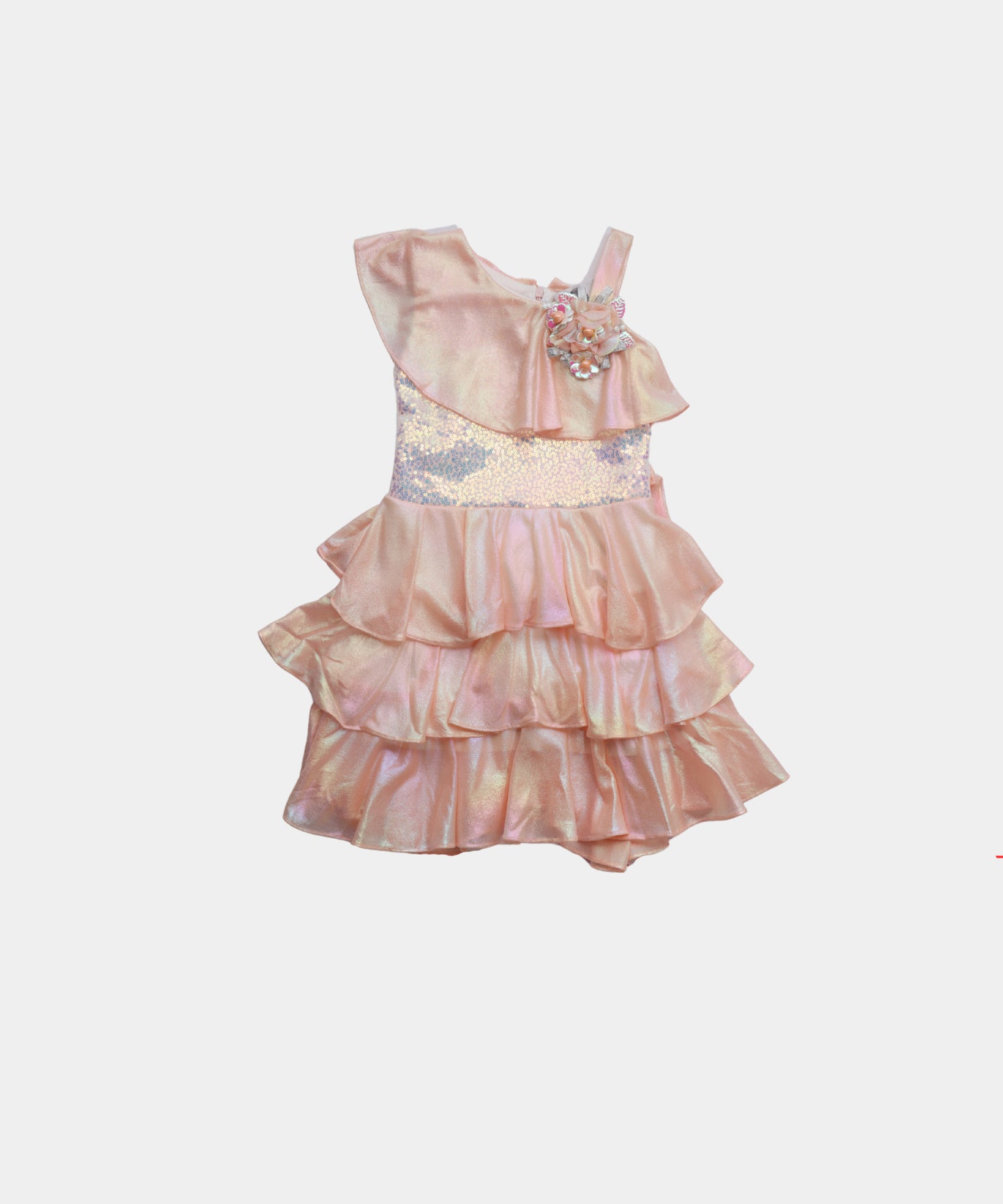 Tiny Girl One-Shoulder Shimmer Layered Dress for Girls
