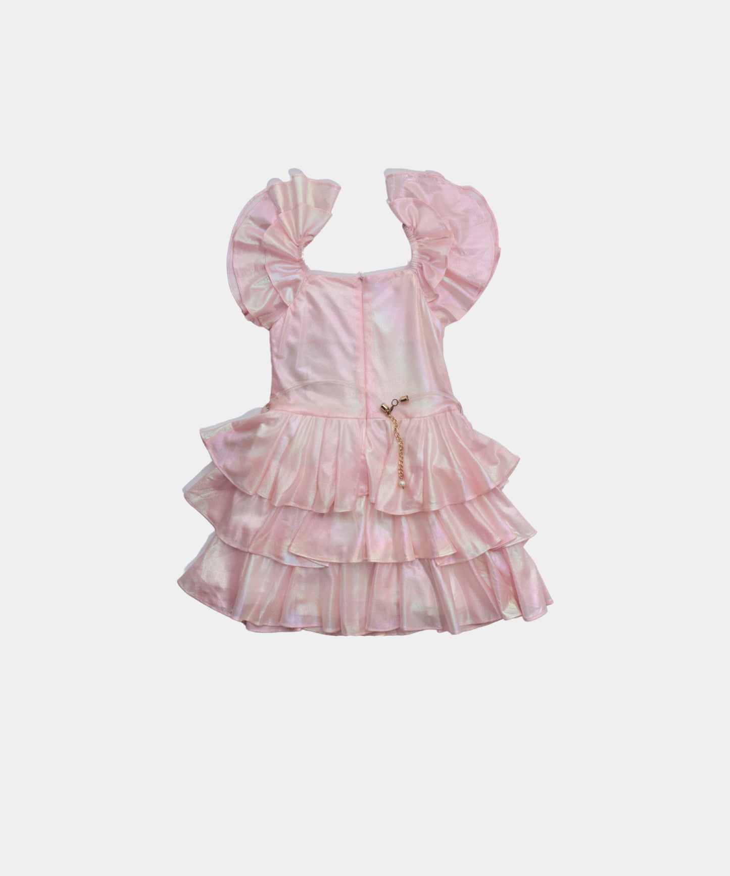 Tiny Girl Shimmery Baby Pink Girls Dress with Ruffles