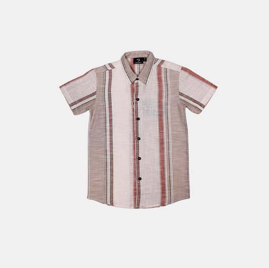 Danaboi Beige & Rust Striped Boys Shirt