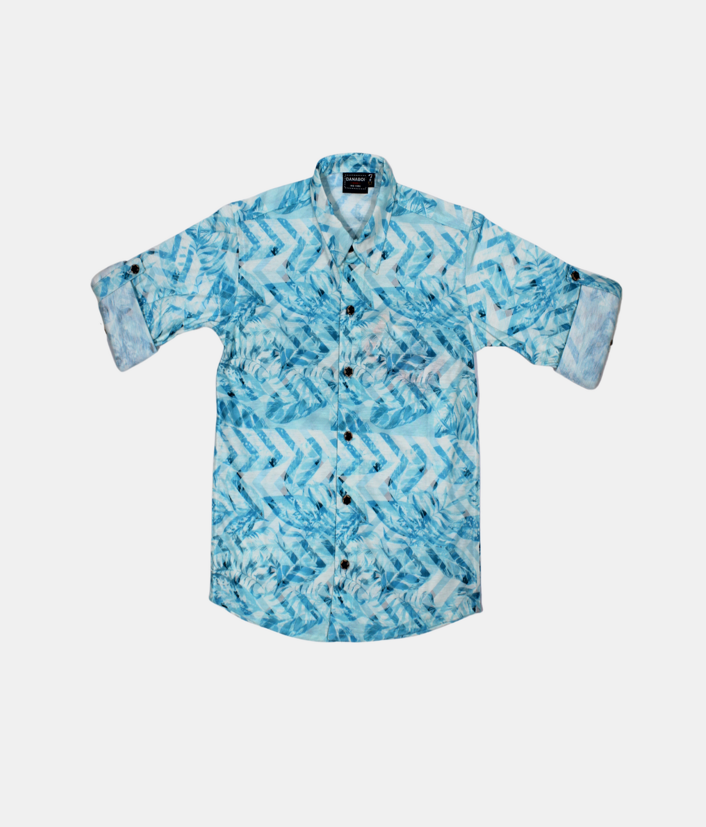 Danaboi Sky Blue Printed Boys Shirt