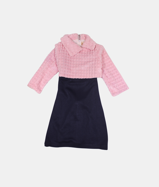 Tiny Girl Pink & Navy Girls Winter Dress