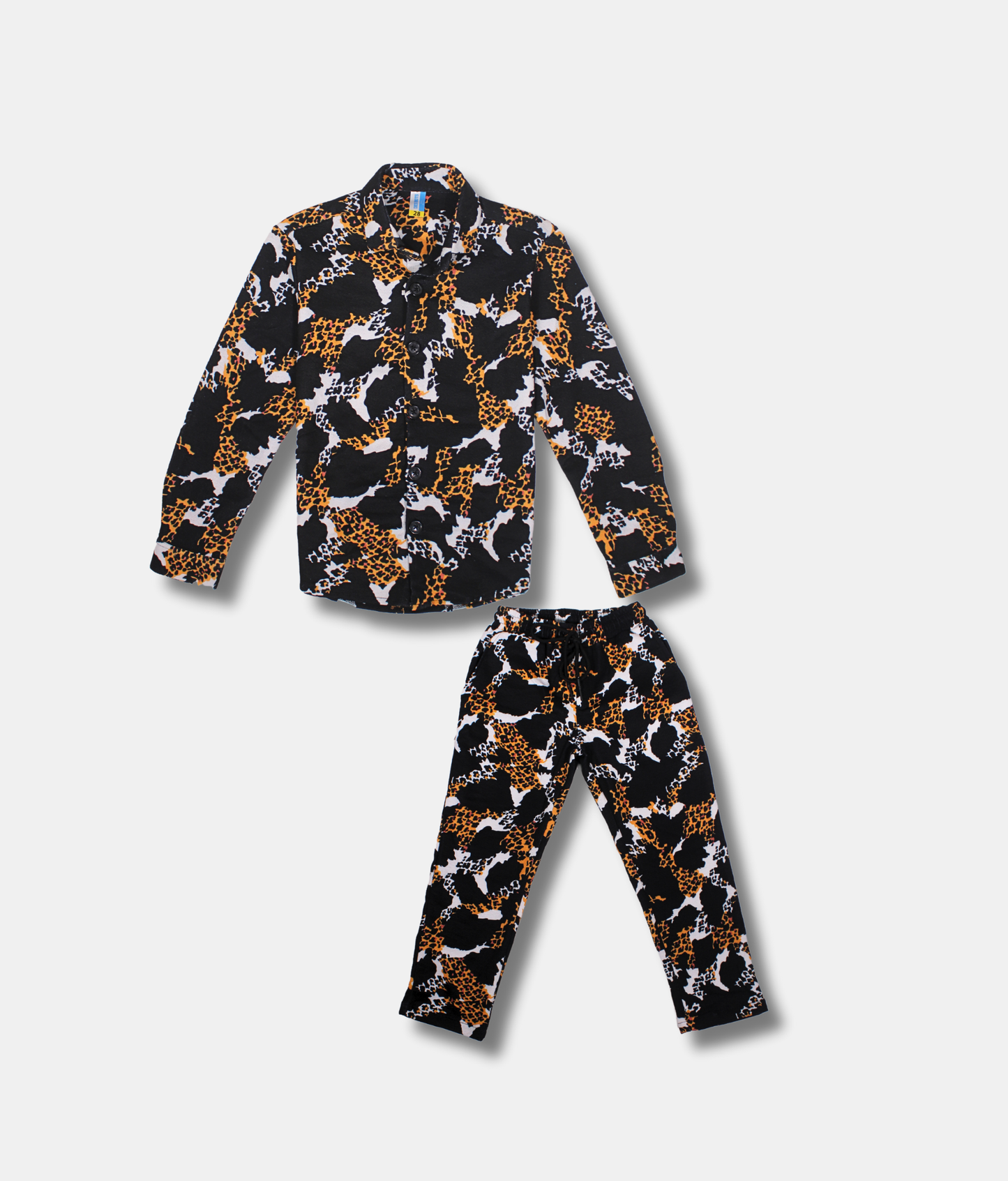 Oks Black Animal Print Boys Co-ord Set