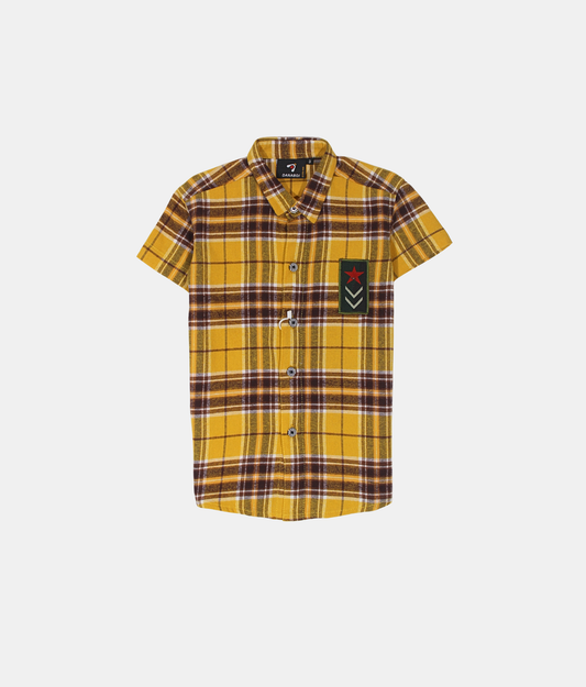 Danaboi Mustard Yellow Checked Boys Shirt