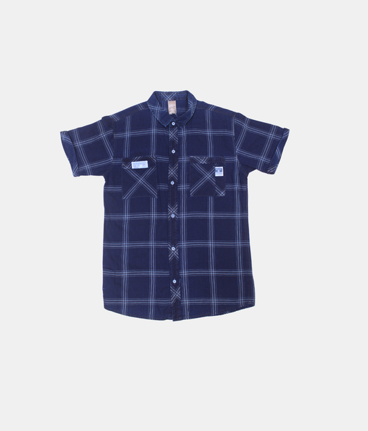 Danaboi Navy Blue Boys Checked Shirt Half Sleeves