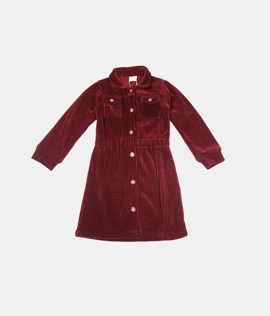 Tiny Girl Maroon Corduroy Girls Dress