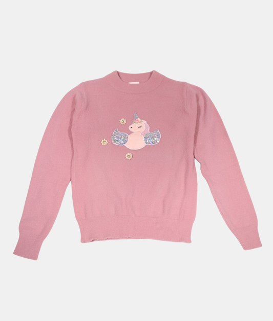Tiny Girl Pink Unicorn Girls Sweater