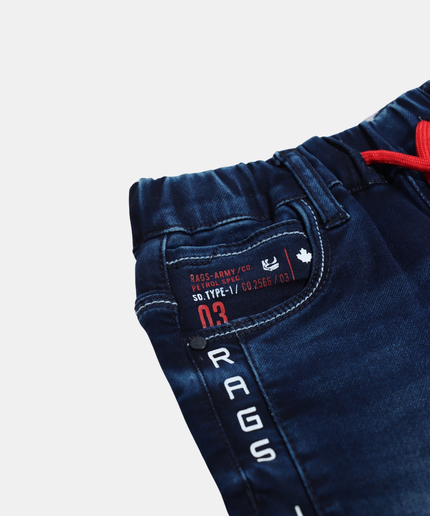 Rags Dark Blue Boys Jeans with Side Text Print