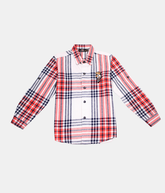 Danaboi Red & Navy Checks Boys Shirt
