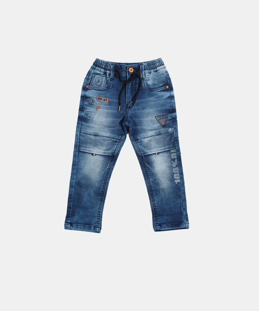 Rags Faded Blue Boys Jeans with Drawstring Waist