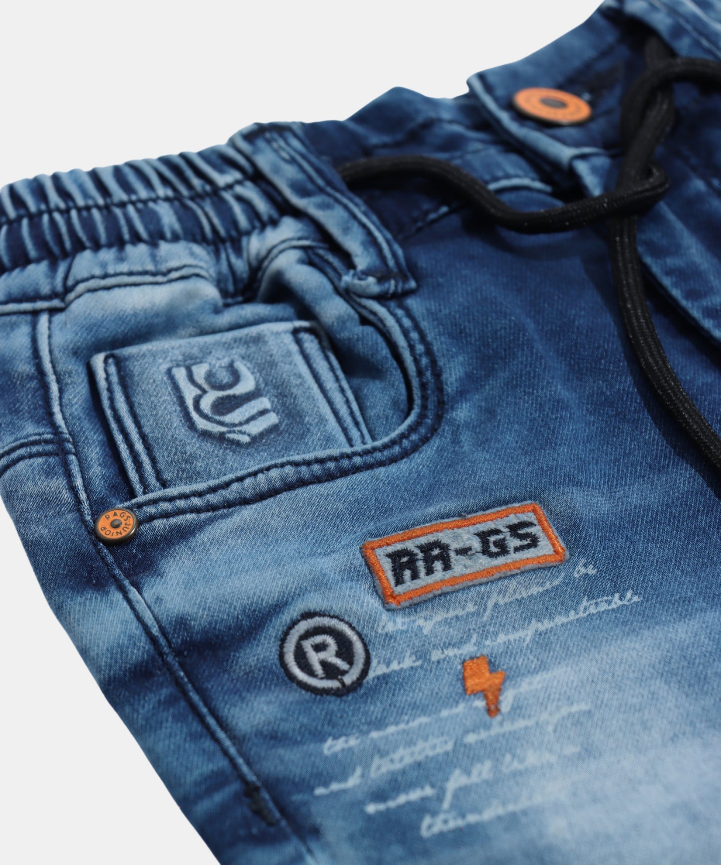 Rags Faded Blue Boys Jeans with Drawstring Waist