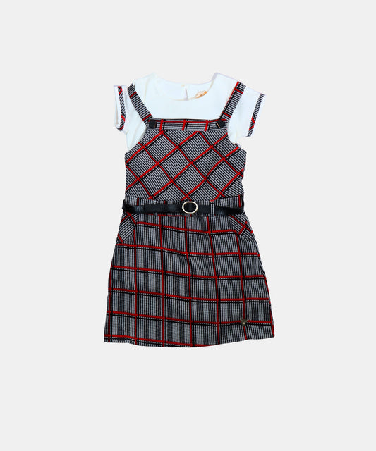 Tiny Girl Black Checkered Girls Pinafore Dress