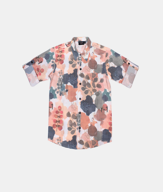 Danaboi Peach Multi Floral Boys Shirt