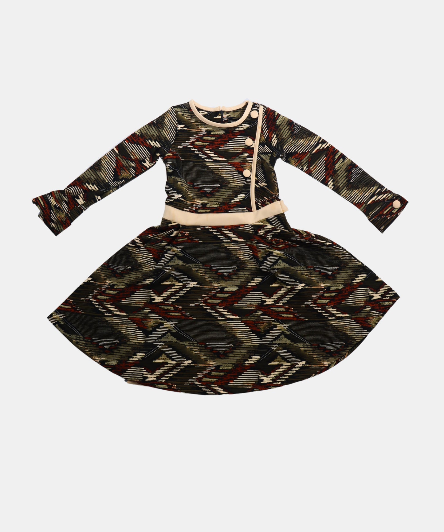 Tiny Girl Brown Abstract Print Girls Frock